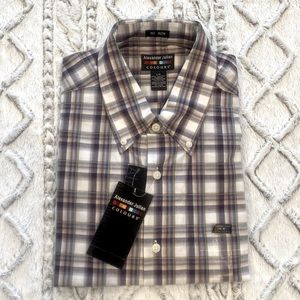 Men’s No Iron plaid long sleeve shirt